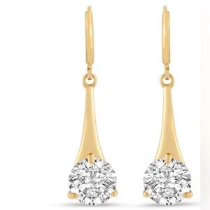 Yellow Gold Earring Crystal Drop for Woman